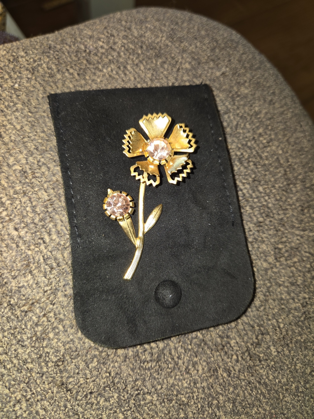 Weiss Furs Gold Tone Floral Brooch with Pink Stones